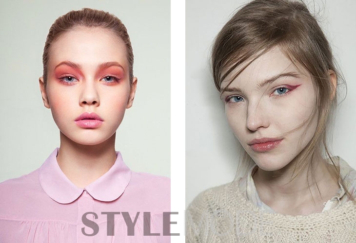 大地色眼影和韩系眼影,一字眉眼妆