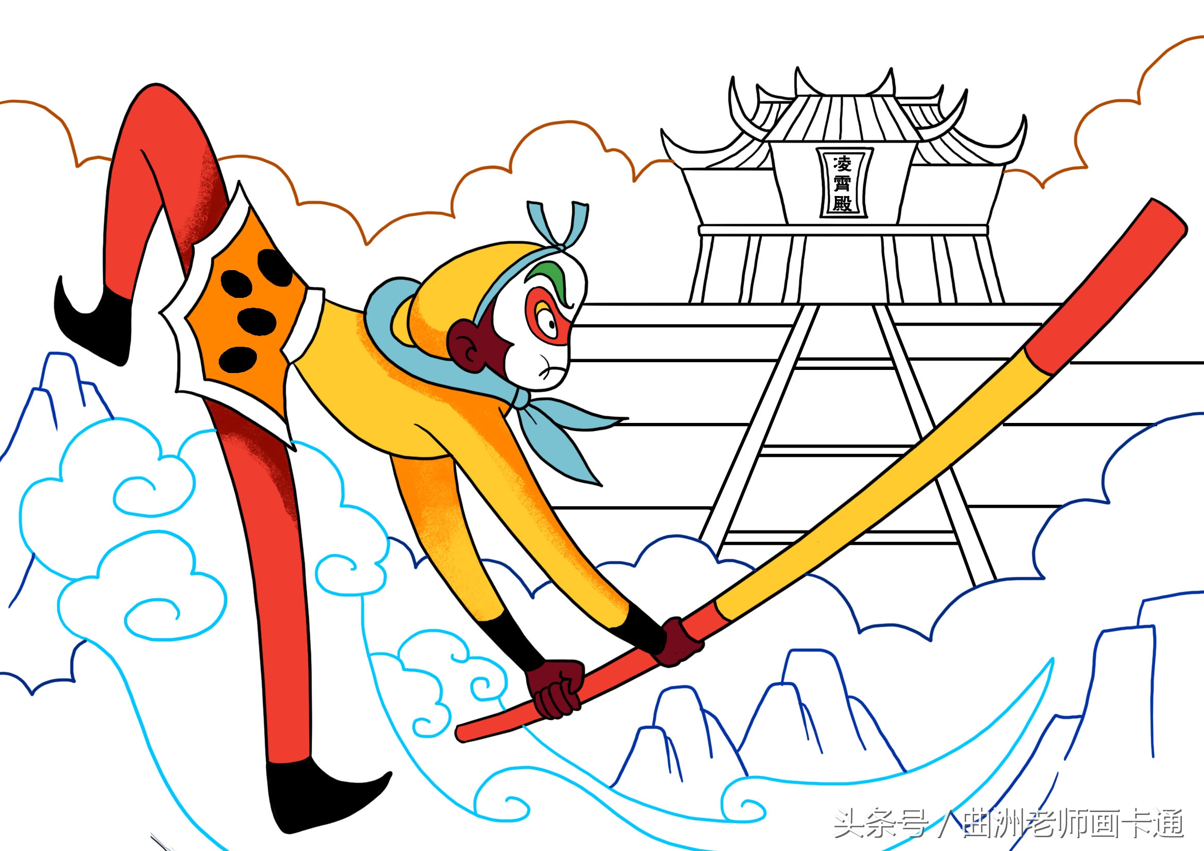 幼儿园西游记角色孙悟空怎样画,西游记简图幼儿画孙悟空