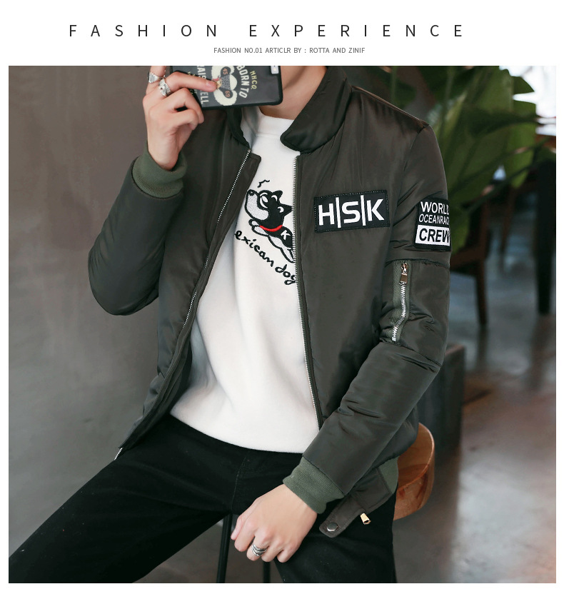 棒球领加厚棉服外套,冬日下的阳光型男