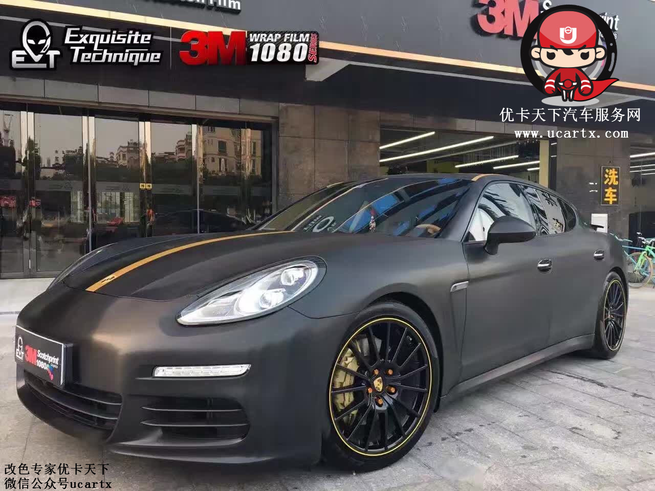 保时捷panamera装贴高亮水晶白,保时捷panamera迷彩贴膜