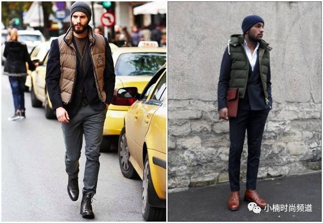 中长款带帽羽绒背心叠穿搭配,羽绒背心加袖子