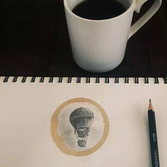 你喝160美元一磅的麝香猫屎咖啡,他却用咖啡画出“创意”插画