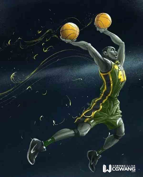 cg插画师王凌,扣篮插画素材高清