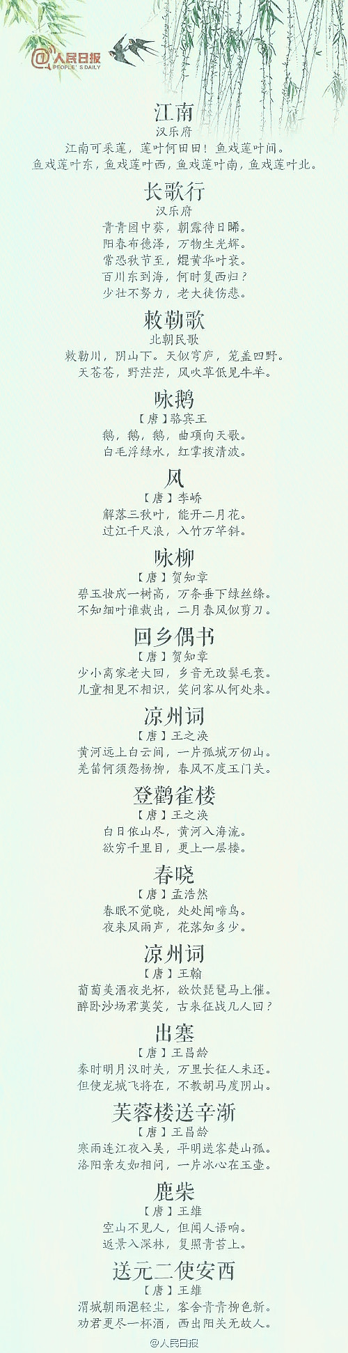 义务教育古诗必背新增了多少篇,人民日报推荐小学初中必背古诗