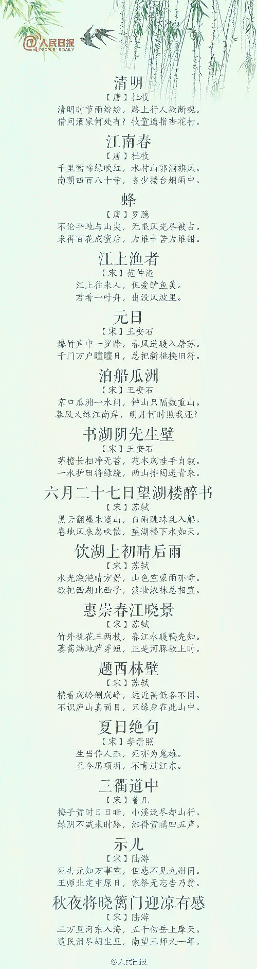 义务教育古诗必背新增了多少篇,人民日报推荐小学初中必背古诗