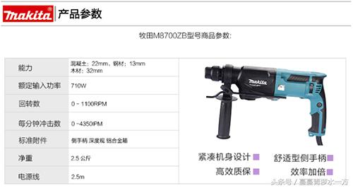 混凝土上钻孔神器——牧田工具M8700ZB电锤的4大优势解读
