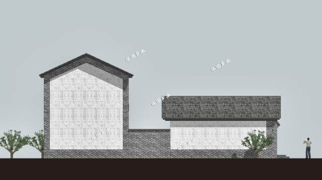 12x13米宅基地带院子自建房平面图,19x11米大客厅二层别墅效果图