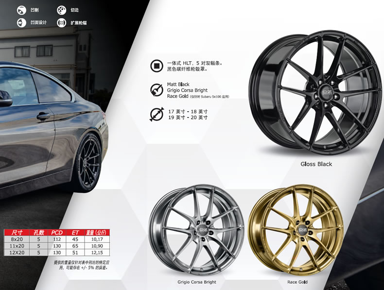 16寸经典五幅刀锋轮毂,五幅oz轮毂