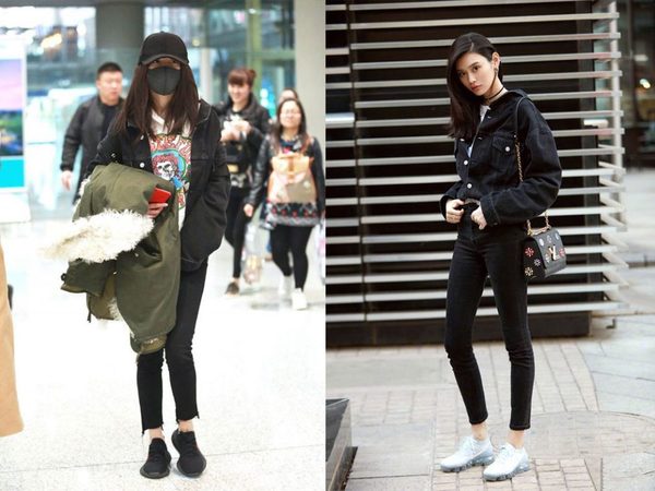 张翰热巴娜扎红裙撞衫,撞衫牛仔外套