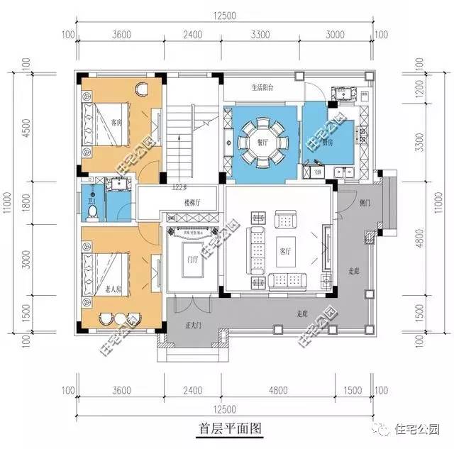 12x11米7字型最实用农村二层别墅,12乘11米二层楼房设计图