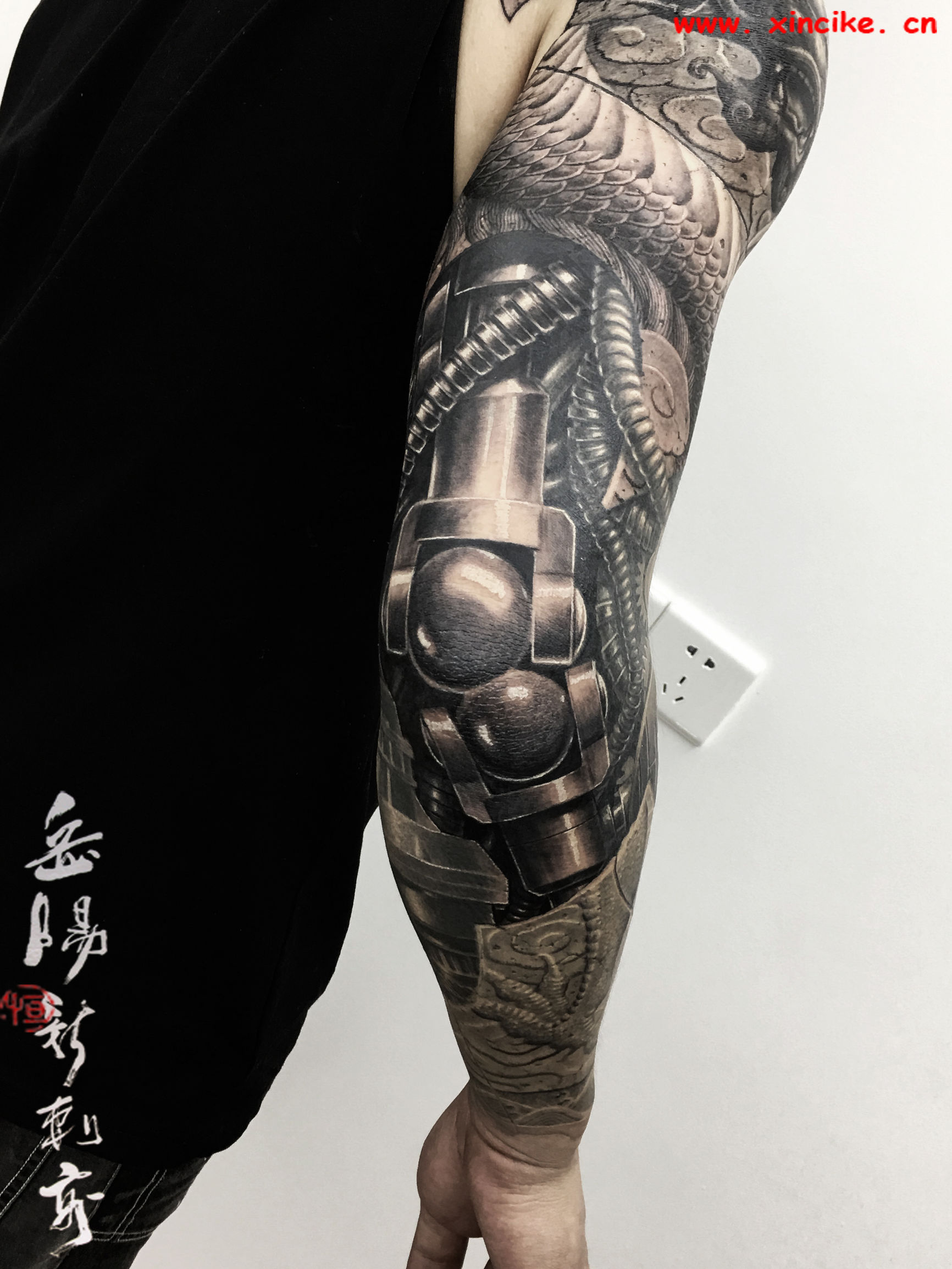 岳阳新刺客纹身图,岳阳新刺客花臂纹身作品