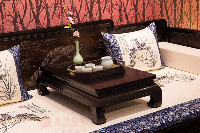 红木沙发经典檀雕图案,木韵乌金木沙发