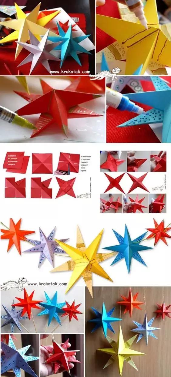 立体折纸蝴蝶结简单幼儿园,幼儿折纸手工教程五角星