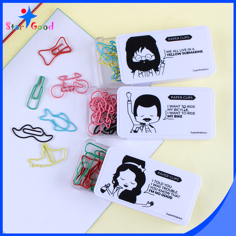 ins玫瑰金回形针组合文具,公仔书签式回形针