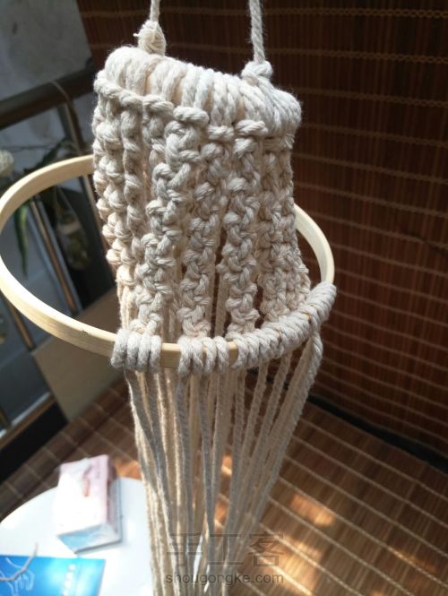 镂空花灯罩编织视频,手工编织棉线灯罩教程