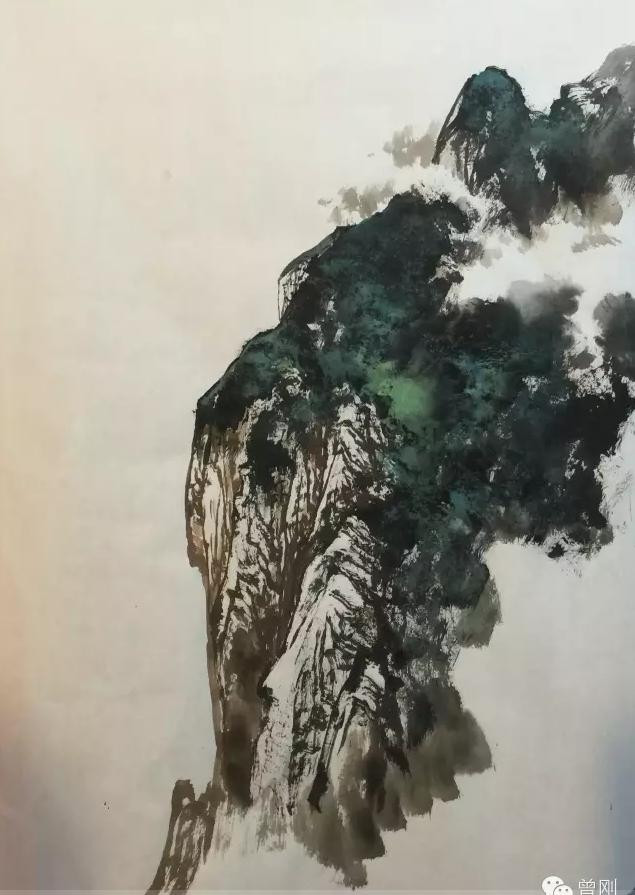 曾刚山水教学第一讲,临摹曾刚老师彩墨山水