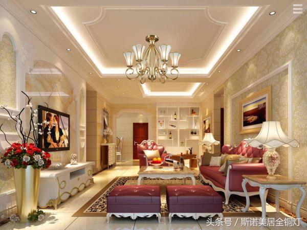 欧式风格灯饰设计客厅装修,石林欧式客厅装修灯具效果图