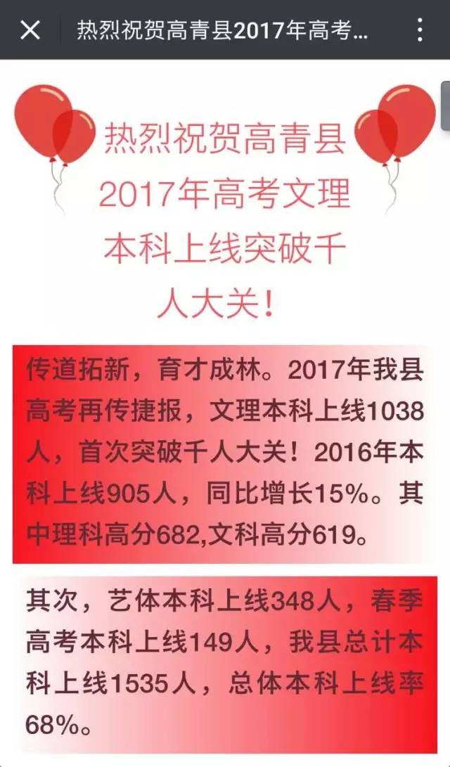 淄博实验中学本科上线率97.5%，淄博其他中学亦报喜讯！（附省内外各大高校预估录取线）