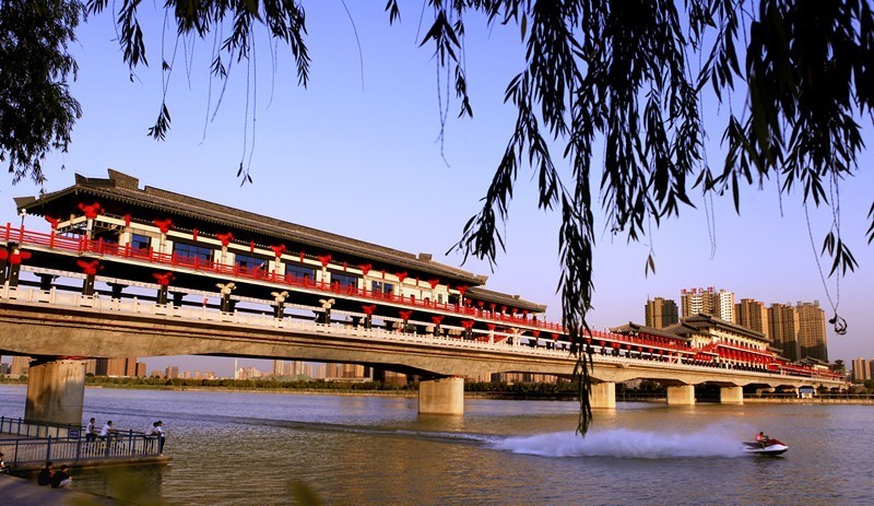 咸阳渭河长廊全景,咸阳渭河景观区