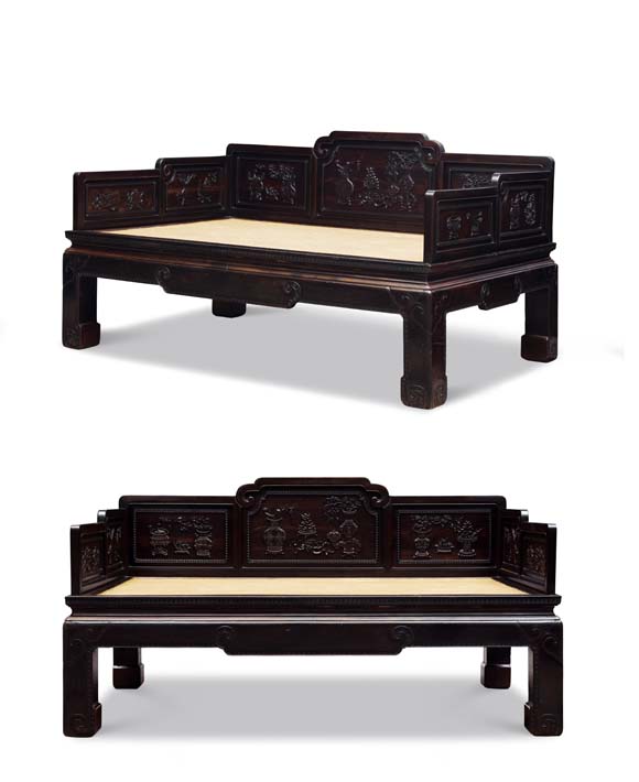 明式家具罗汉床款式,五屏风罗汉床和七屏风罗汉床