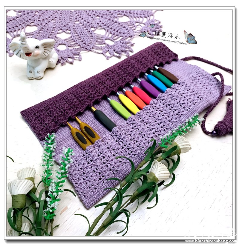 抽绳钩针束口收纳包,钩针钩的收纳包的钩法