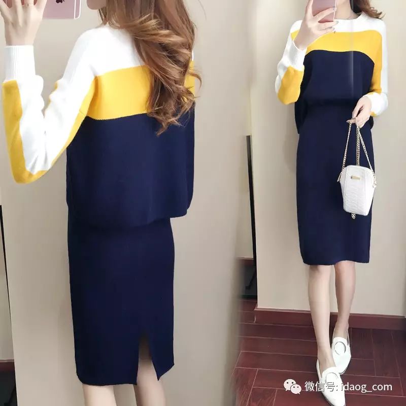 新款套装裙时髦又减龄冬天,套装裙两件套小香风针织秋冬