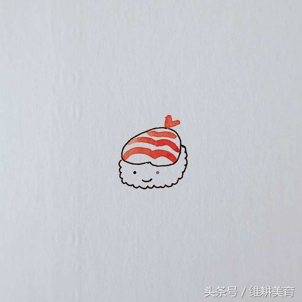 美食手帐用水彩画寿司,手帐小美食画法