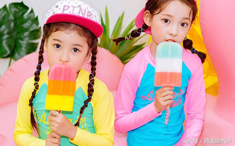 美人鱼防晒海边度假穿搭儿童泳衣,儿童美人鱼泳衣带尾巴搭配兔耳朵