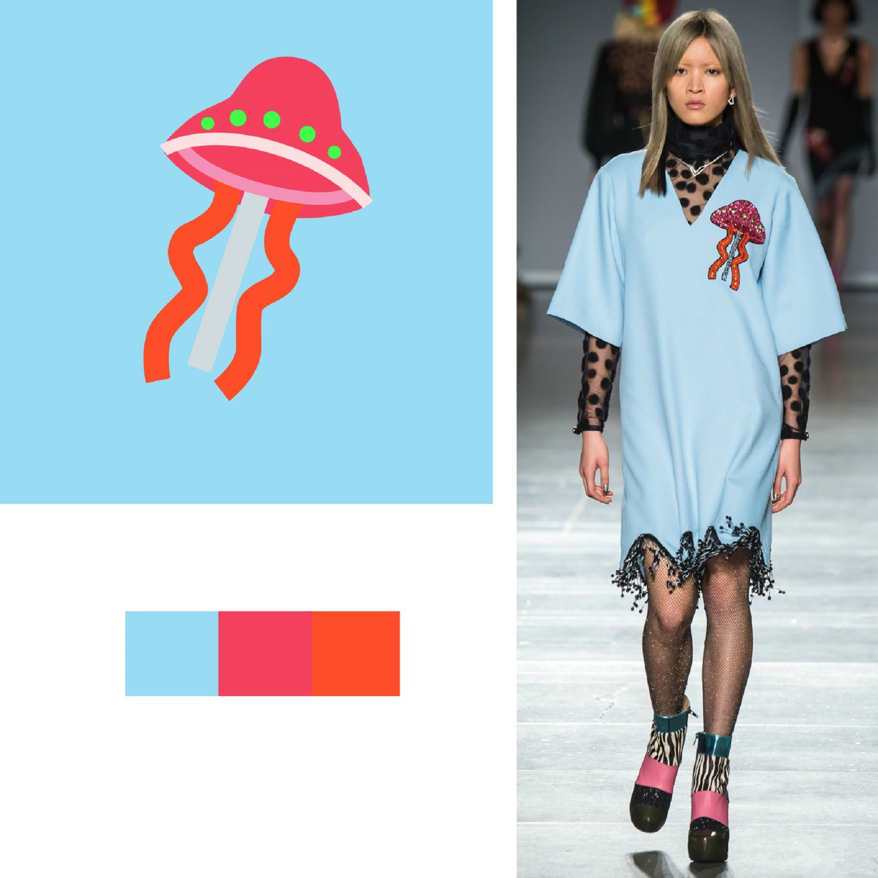 秀场系列服装配色效果图,彩色印花时尚秀图片高清