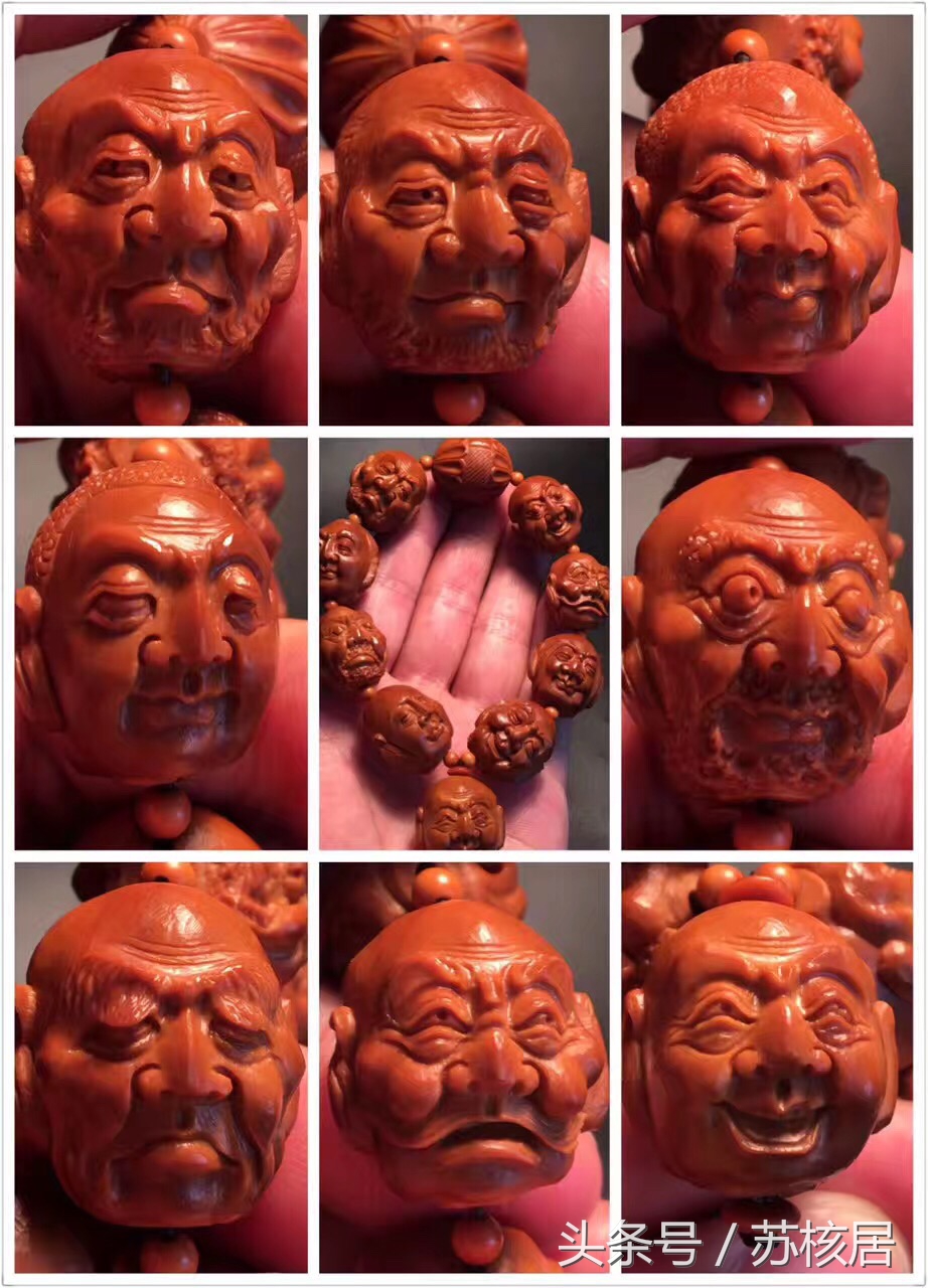 橄榄核铁盒包浆效果,橄榄核财神手串包浆