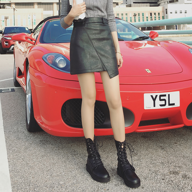 半身长皮裙穿搭秋季,适合小个子腿粗半身短皮裙