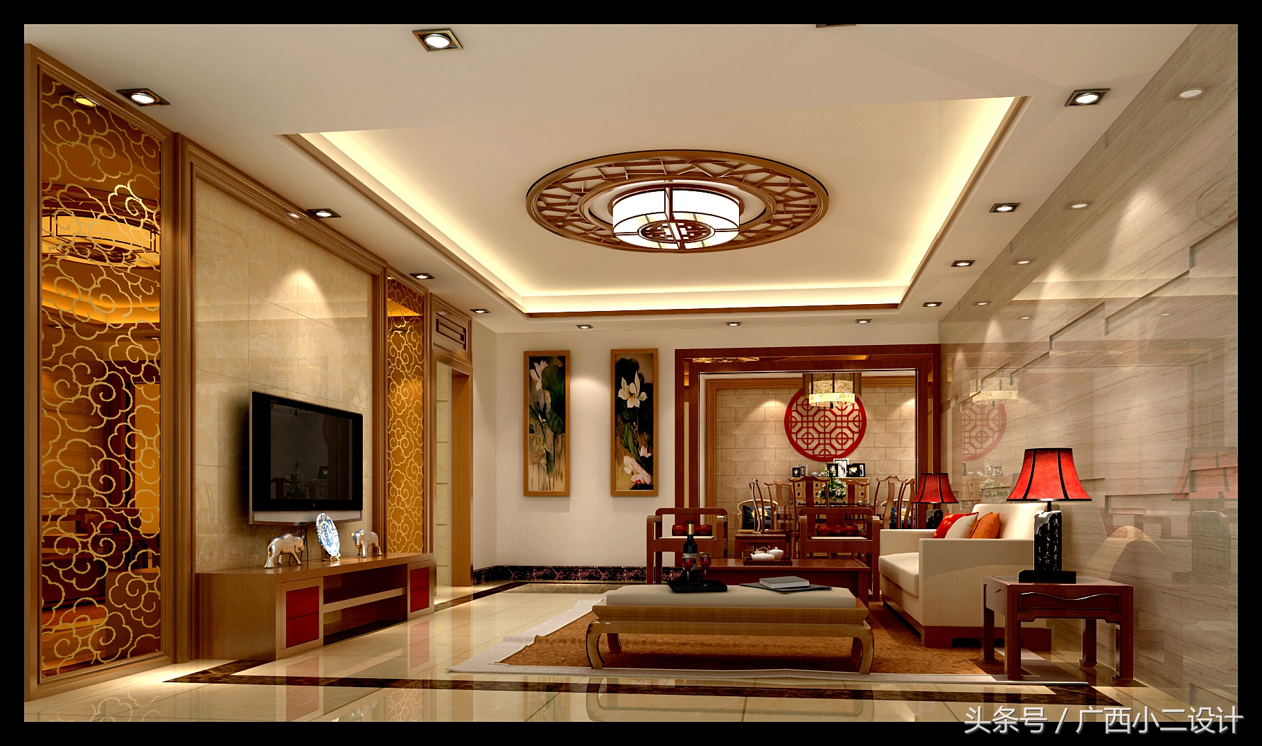 漂亮的中式客厅设计效果图,新中式风格客厅效果图