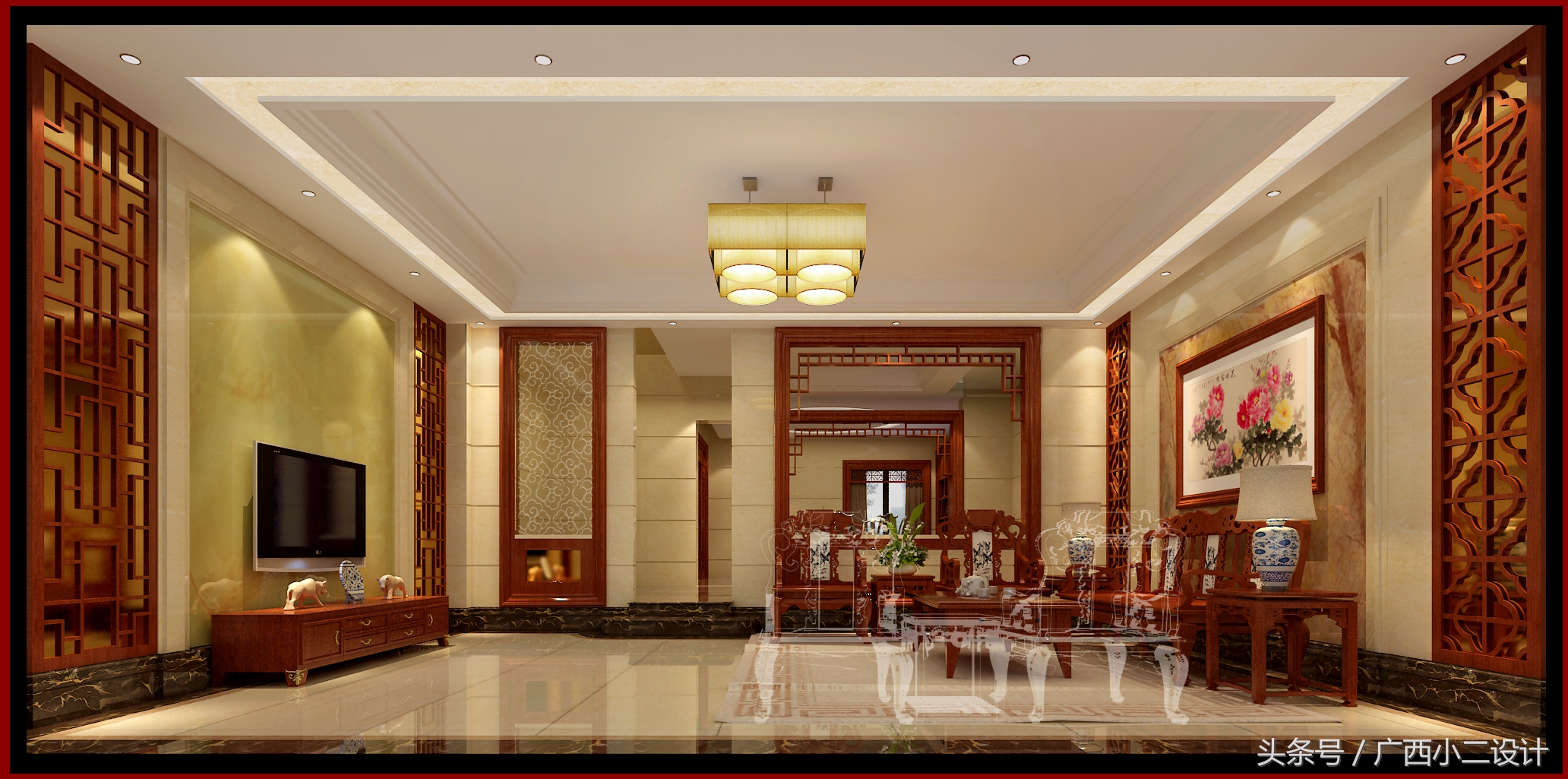 漂亮的中式客厅设计效果图,新中式风格客厅效果图