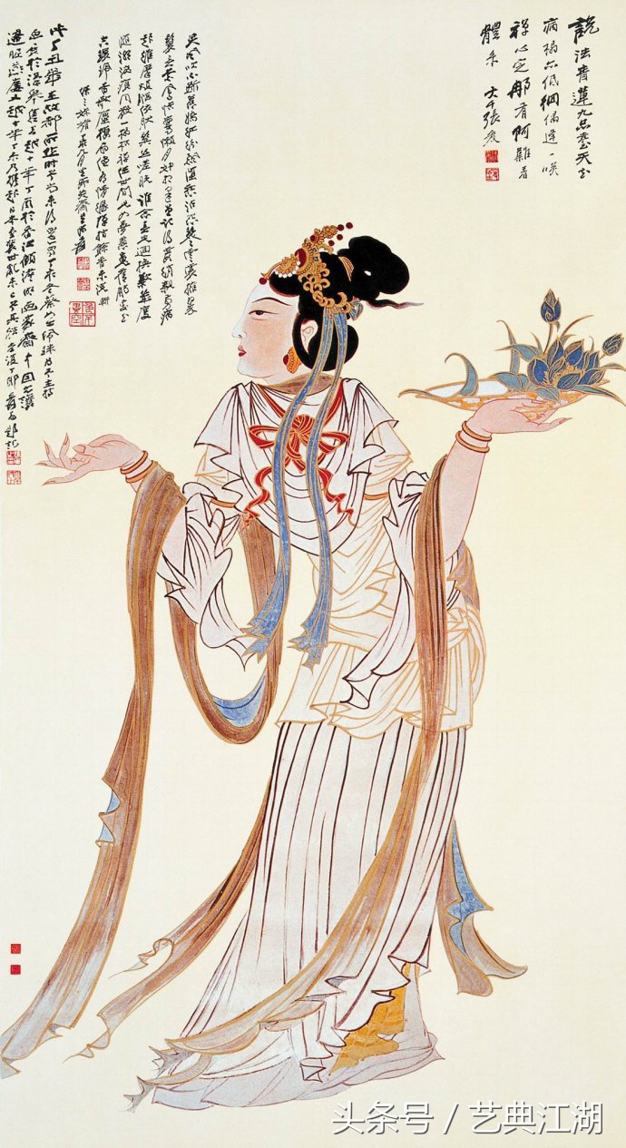 中国历代绘画大师长卷经典仕女图,国画大师的仕女图精品