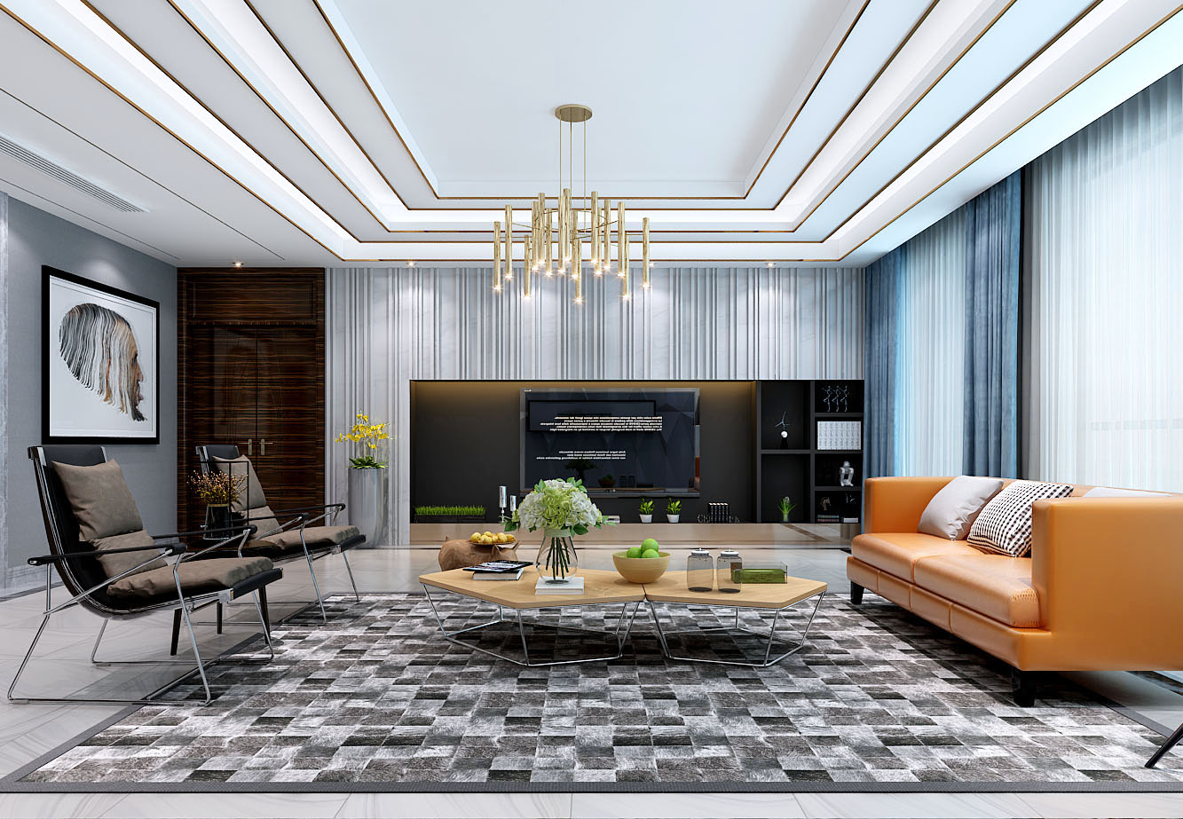 大面积卧室装修北欧轻奢效果图,北欧轻奢简约线条椭圆餐桌桌布