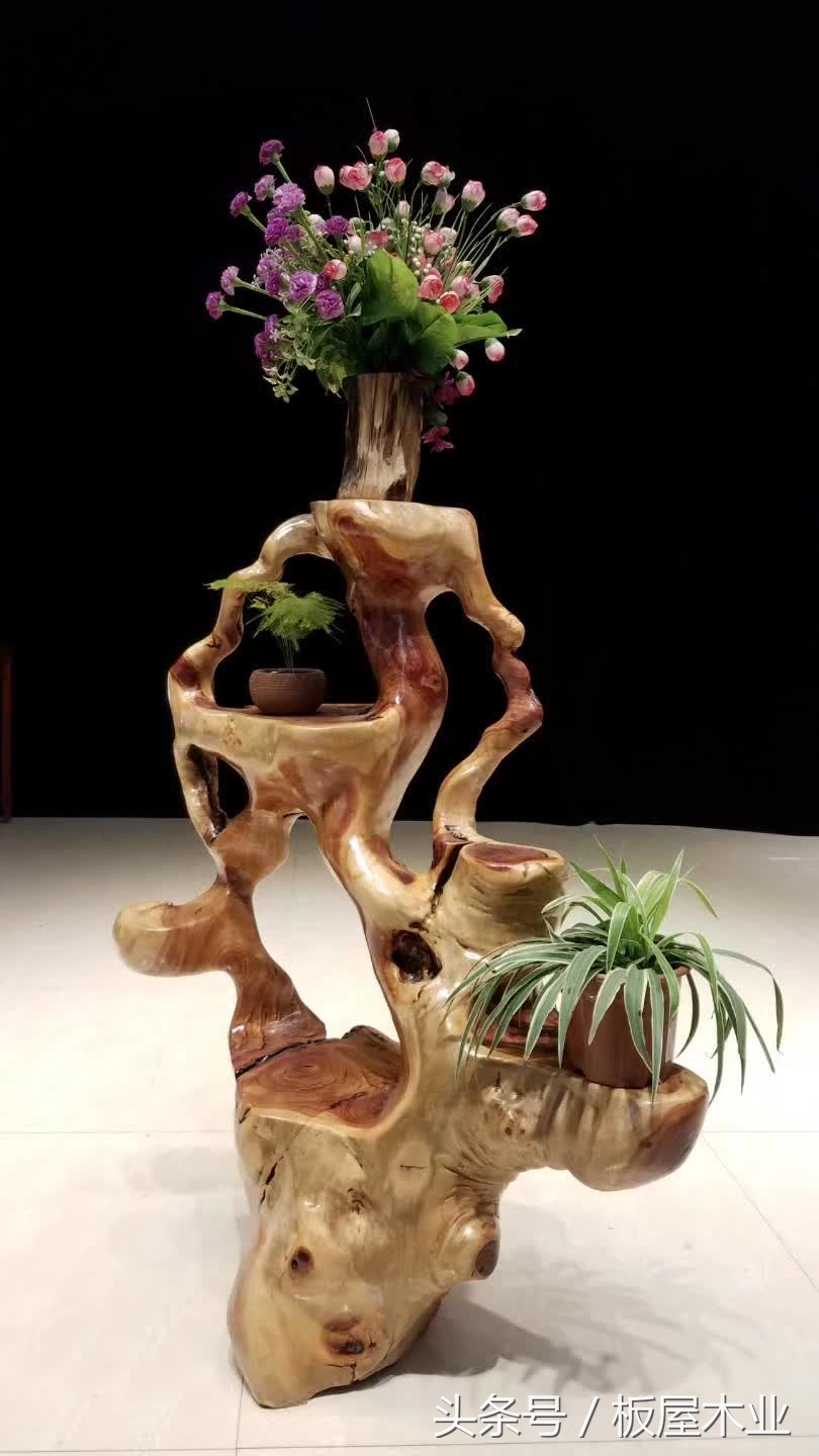 根雕花架大全,客厅摆放根雕有什么讲究