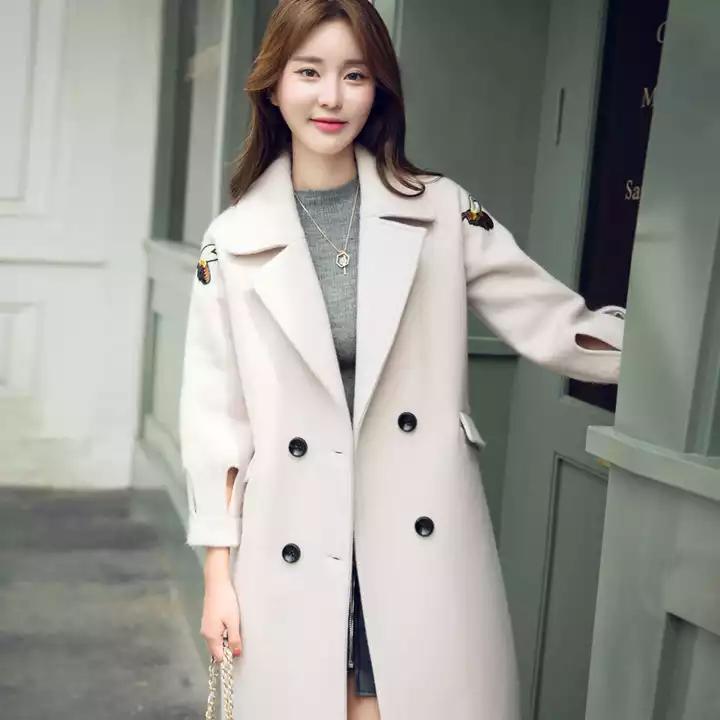 最新款韩版女冬季毛呢大衣长款,韩国女式羊绒大衣最新款