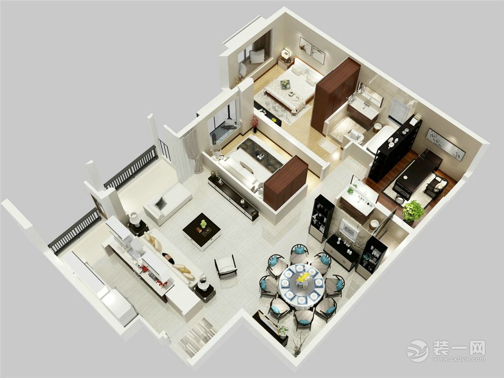 绿岛湖室内装修,小户型简约风效果图