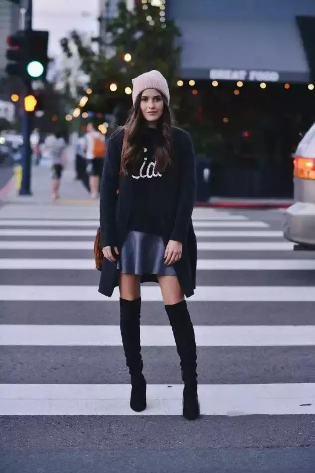 靴子长筒靴过膝搭配,过膝超长靴子穿搭