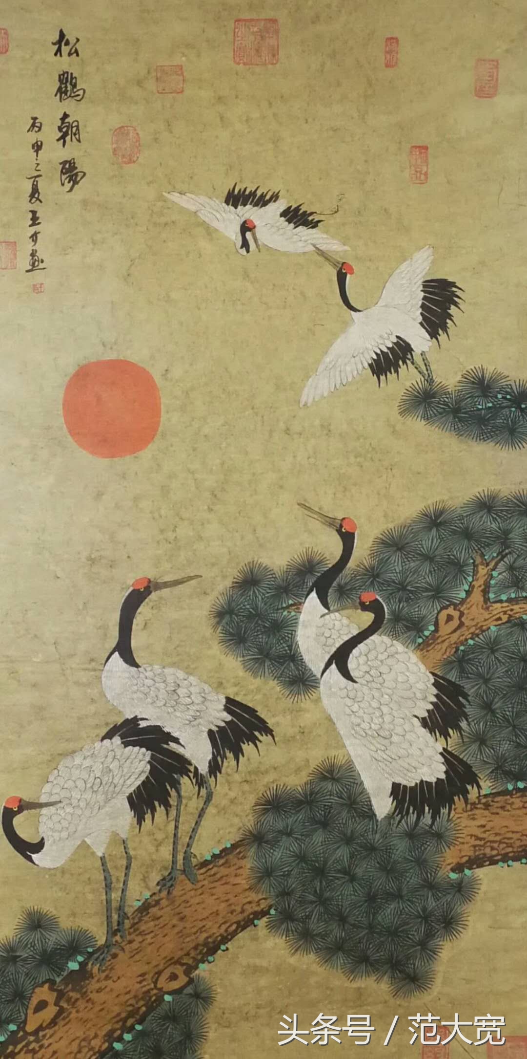 日本画师画仙鹤,仙鹤画作讲解