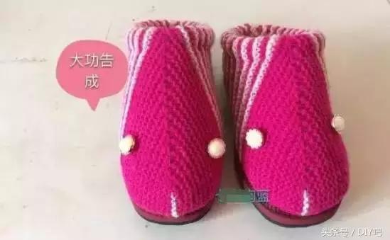 毛线拖鞋无后跟棒针编织全过程,棒针织毛线拖鞋花样图案大全