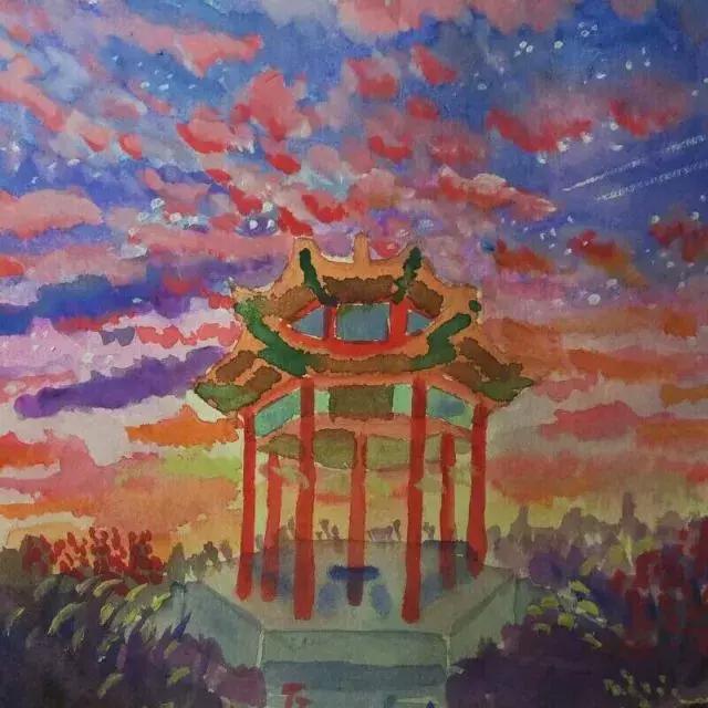 历城二中美术作品,手绘印象城市