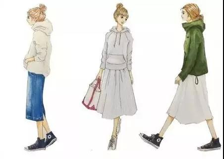 日系手绘风格穿搭,复杂插画简单穿搭