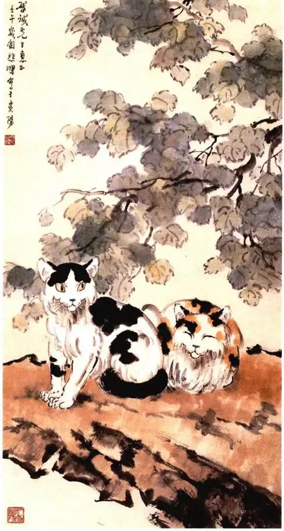 徐悲鸿画猫作品欣赏,徐悲鸿画马谁画鸡