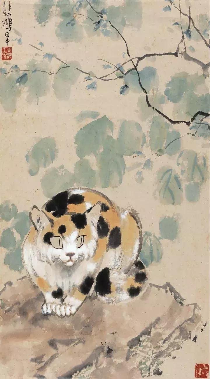 徐悲鸿画猫作品欣赏,徐悲鸿画马谁画鸡