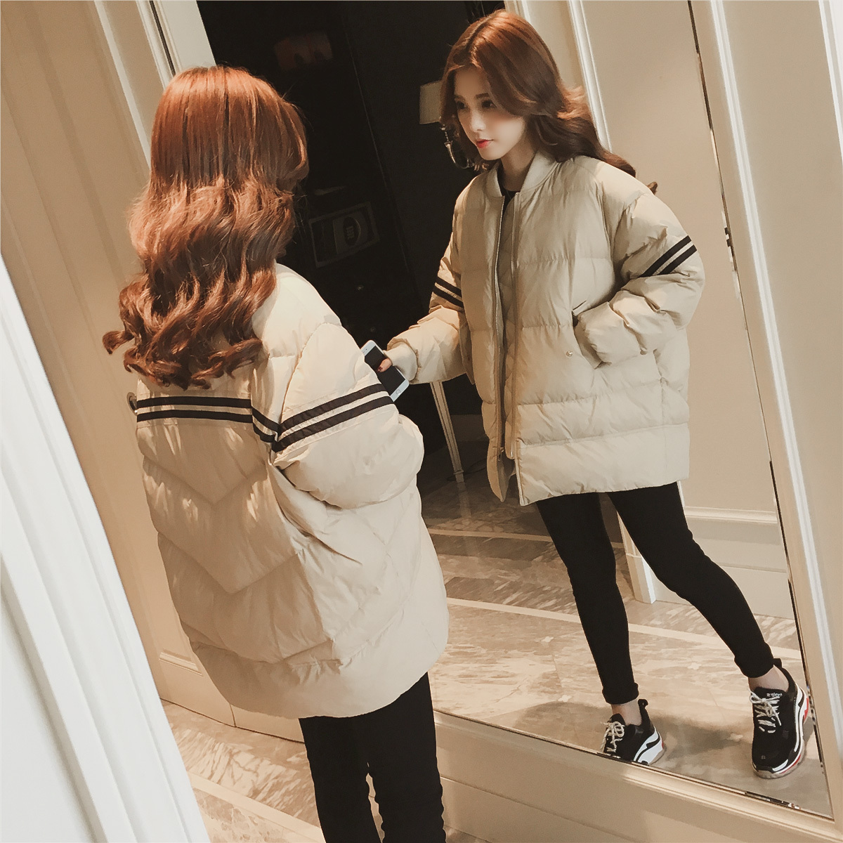 宽松潮流韩版气质棉服外套,女童洋气韩范新年棉服