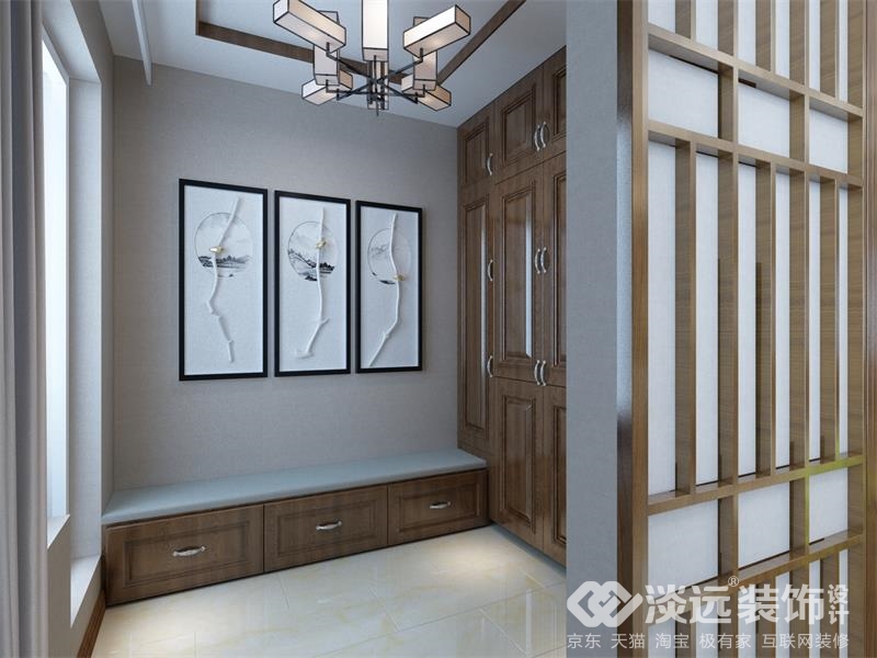 淡远装饰设计,丹阳125平米中式装修风格效果图