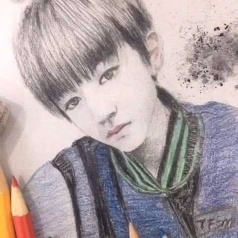 素描,彩铅!王俊凯的画像真的太美!