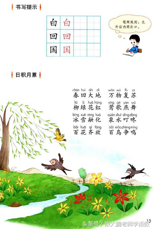 人之初语文一年级下册预习图片,部编版语文一年级下册课文预习