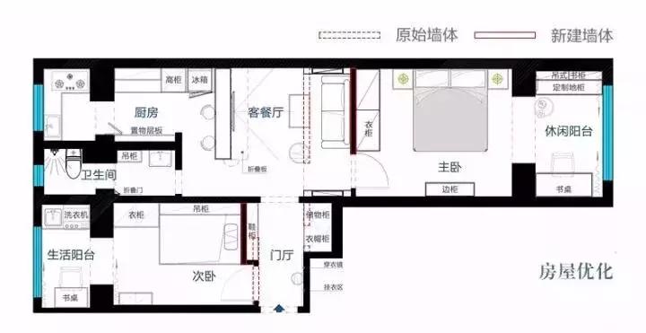 60平北欧小两居室,床头柜非常有设计感!